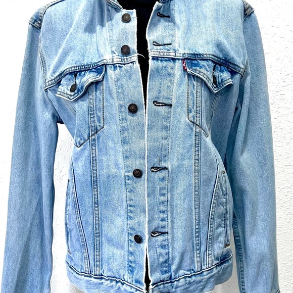 Levi's Blue Jean Jacket Classic Denim personalized  Medium - Picture 8 of 9